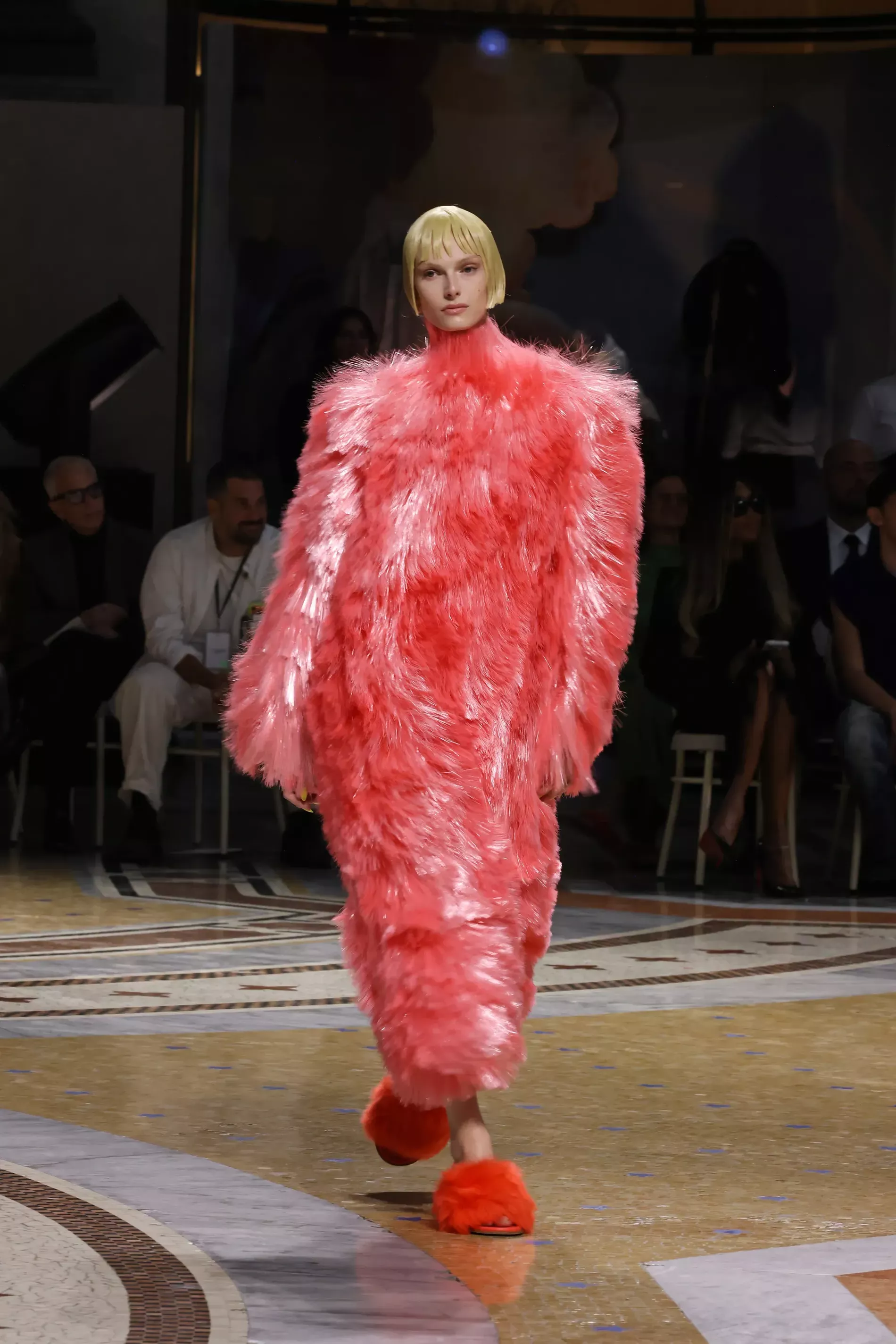Alex Consani walking in Milan fashion week
