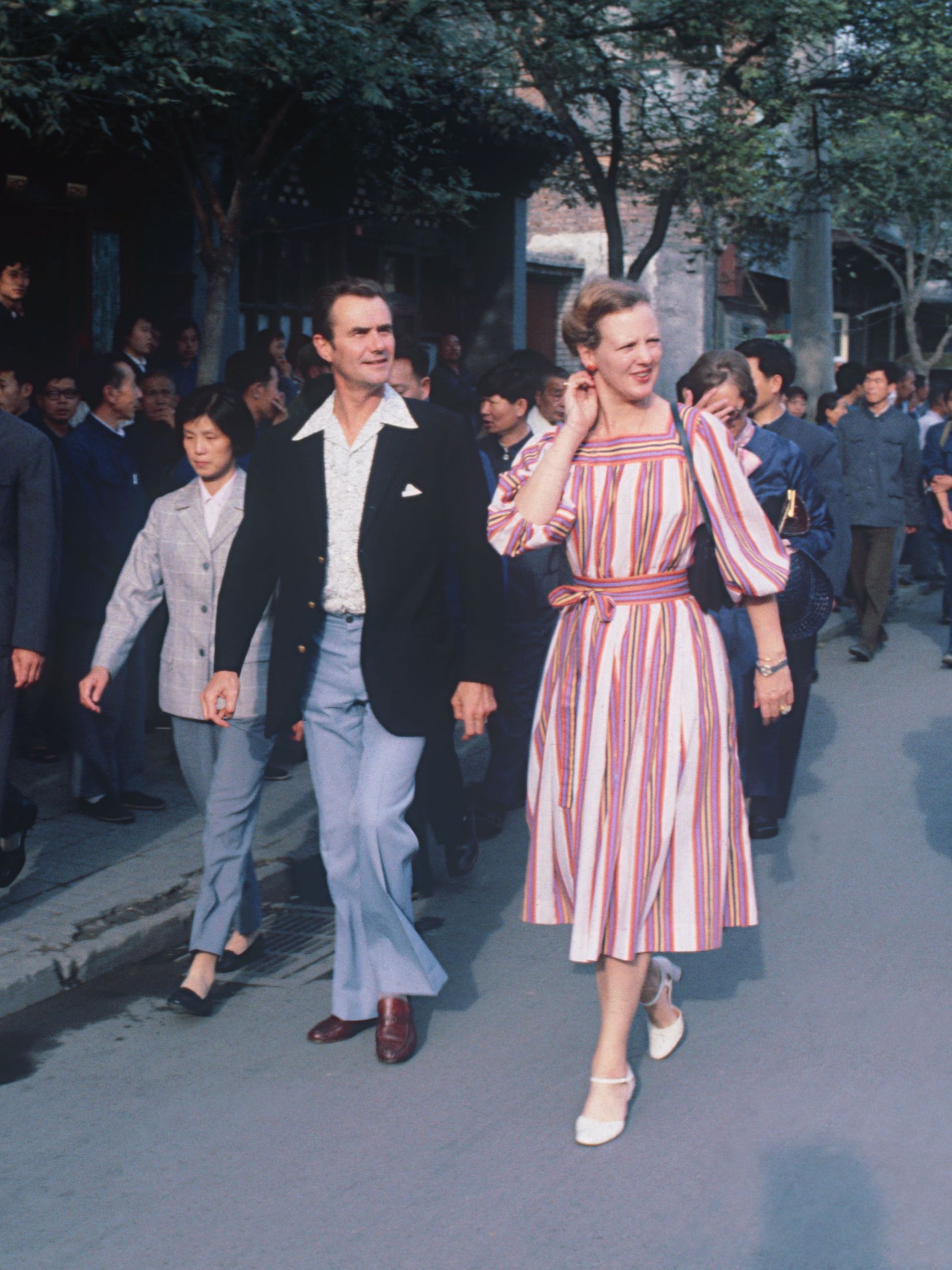 Queen Margrethe of Denmark and her husband Prince Henrik on a visit to China in 1979