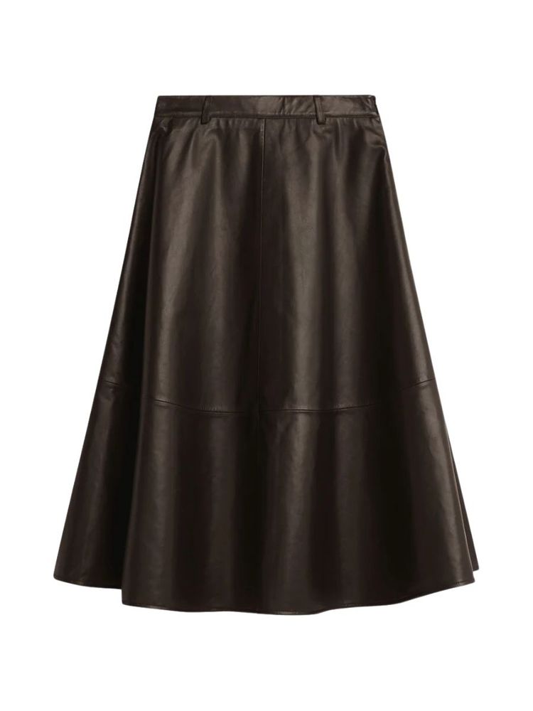 The best brown leather midid skirt - The Frankie Shop - On a white background