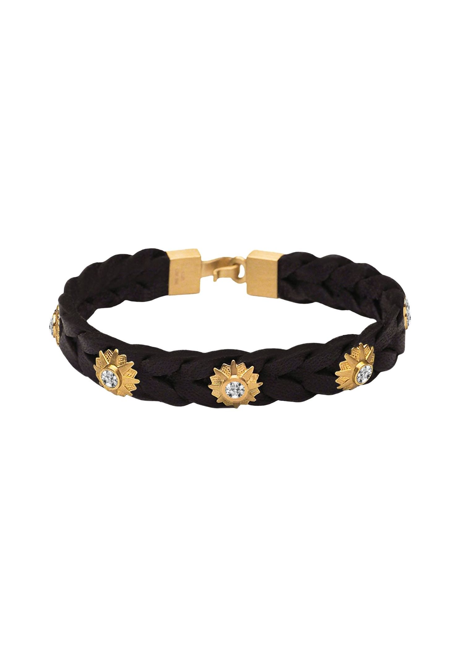 Leather bracelet adorned with STAR ONE set with x5 0.10 ct true brilliant-cut diamond.