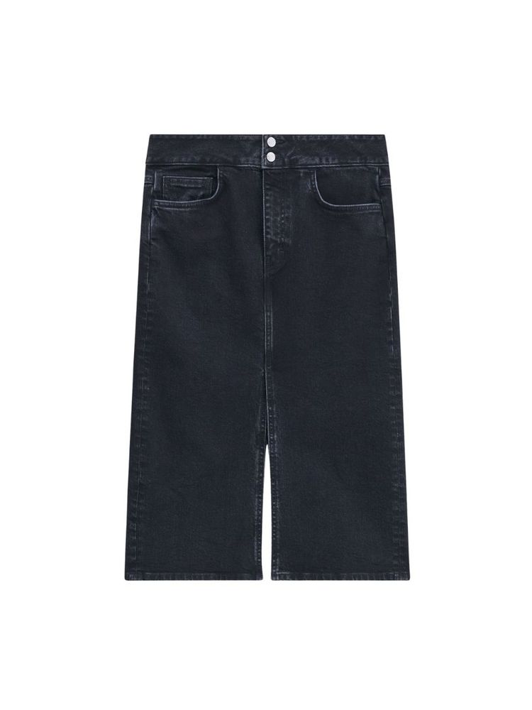 The best dark denim midi skirt - Filippa K - On a white background