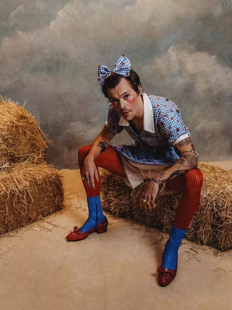 Harry Styles dressed as Dorothy from The Wizard of Oz.