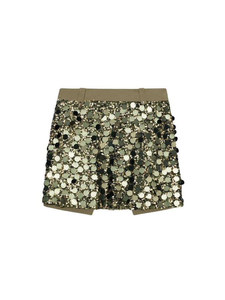 The best green sequin mini skirt - Zara - On a white background
