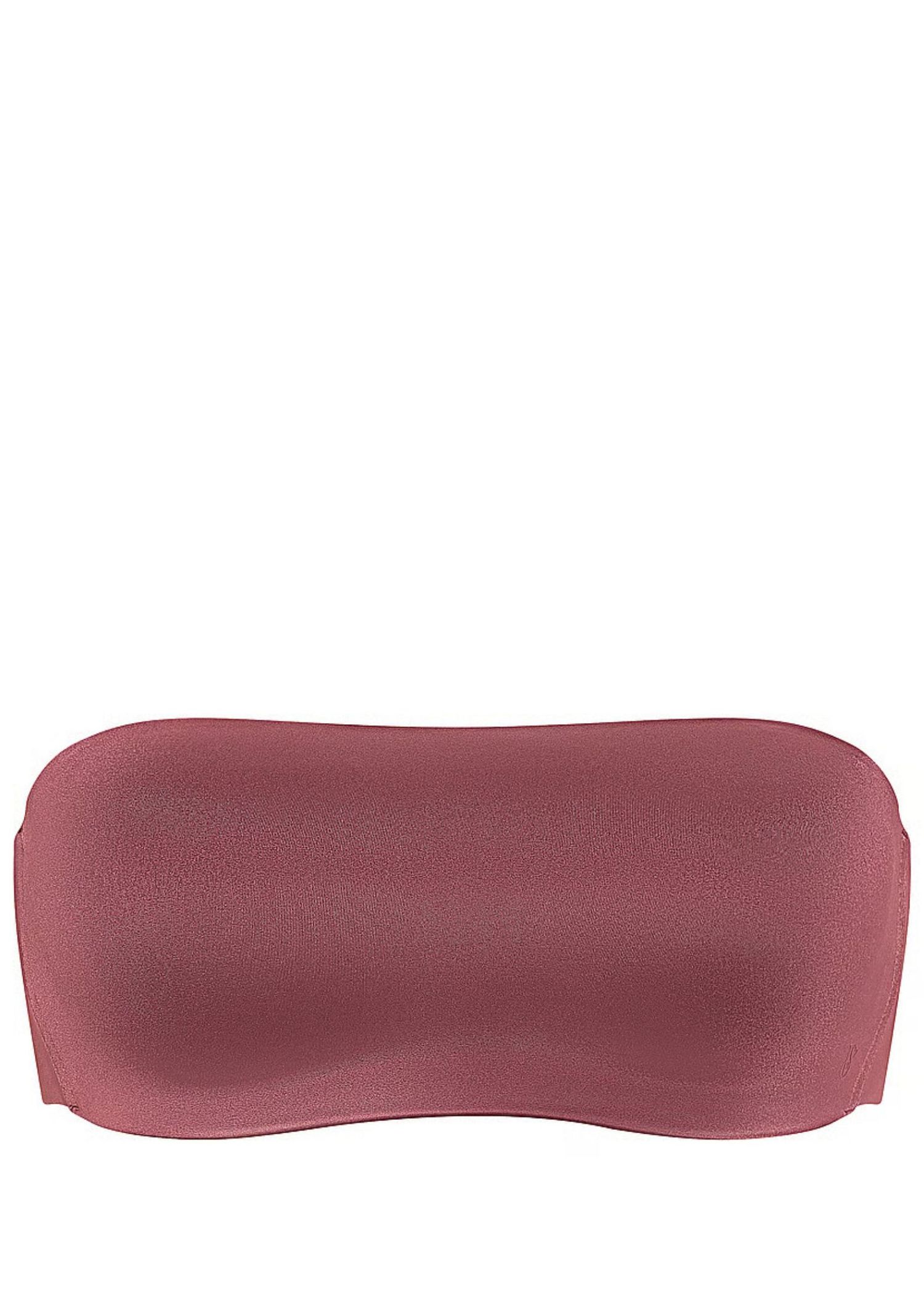 Rose-hued strapless bandeau bra