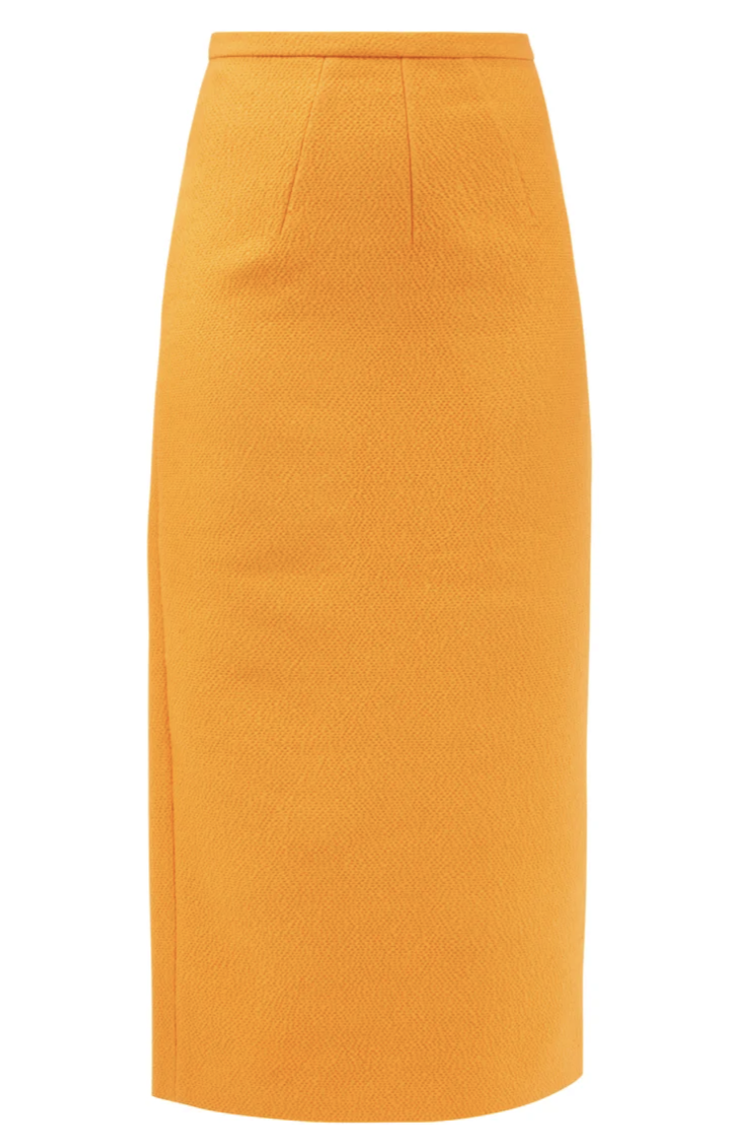 Lorinda high-rise cloqué pencil skirt