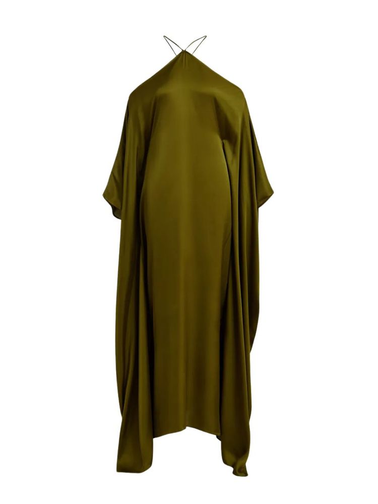 The best olive green halterneck maxi dress - Essentiel Antwerp - On a white background