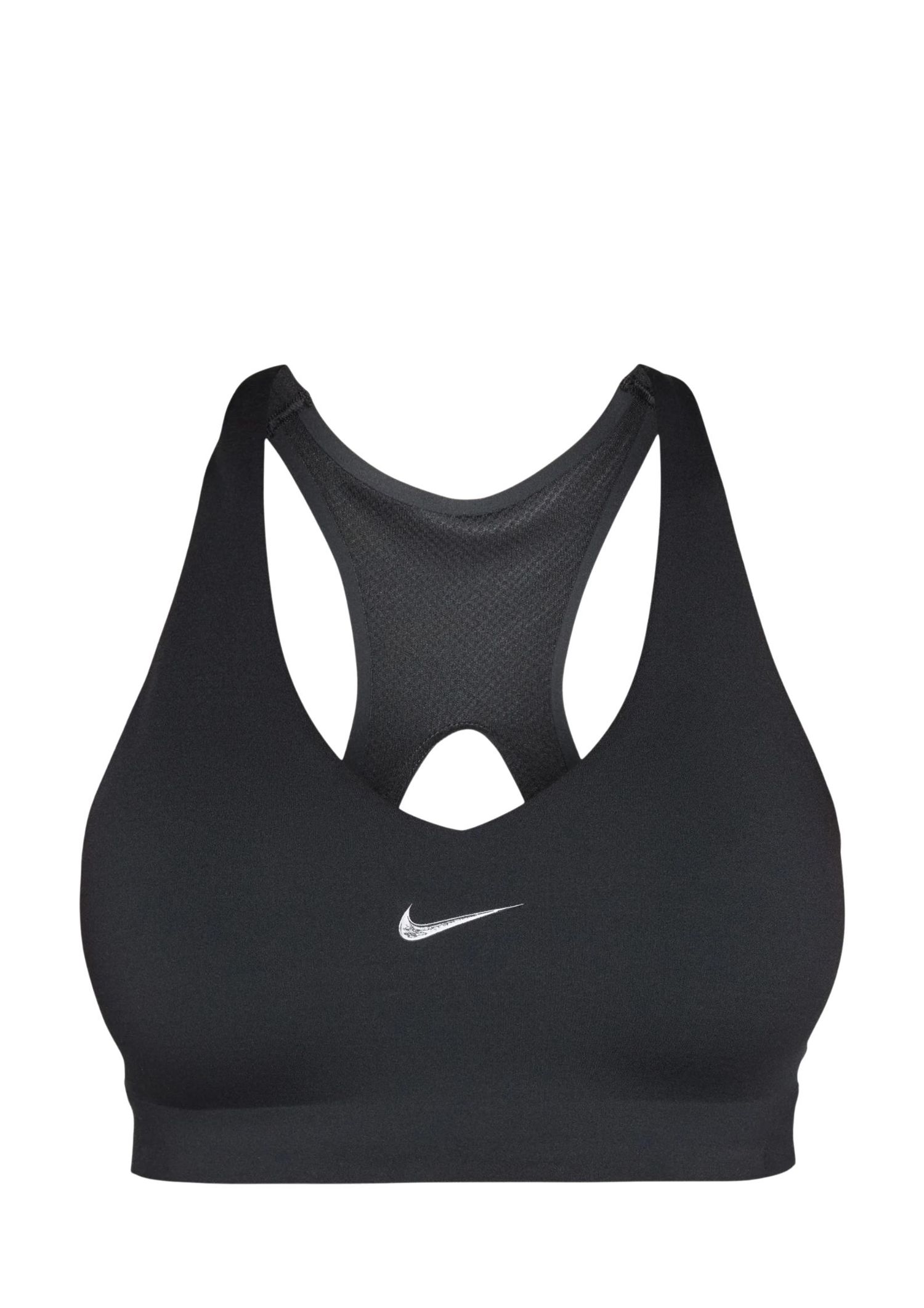 Black medium-impact sports bra with racerback support