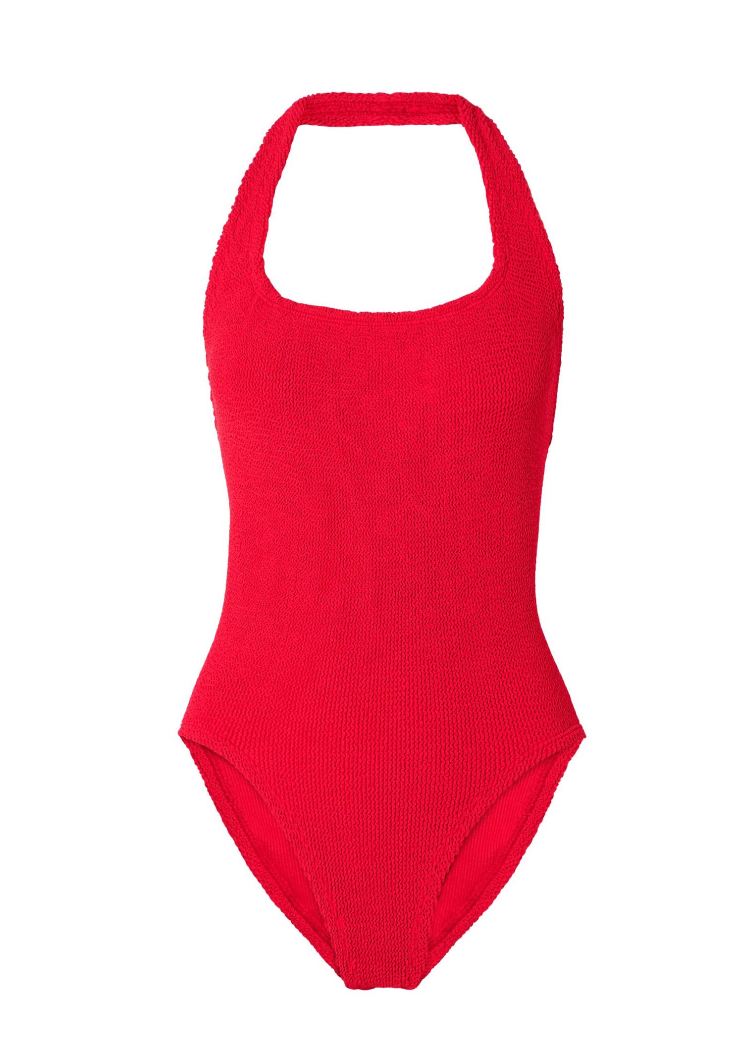 Red halterneck swimsuit
