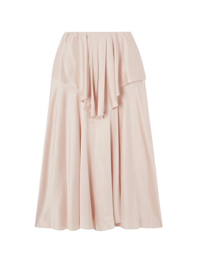 The best layered silk-satin midi skirt - Chloe - On a white background