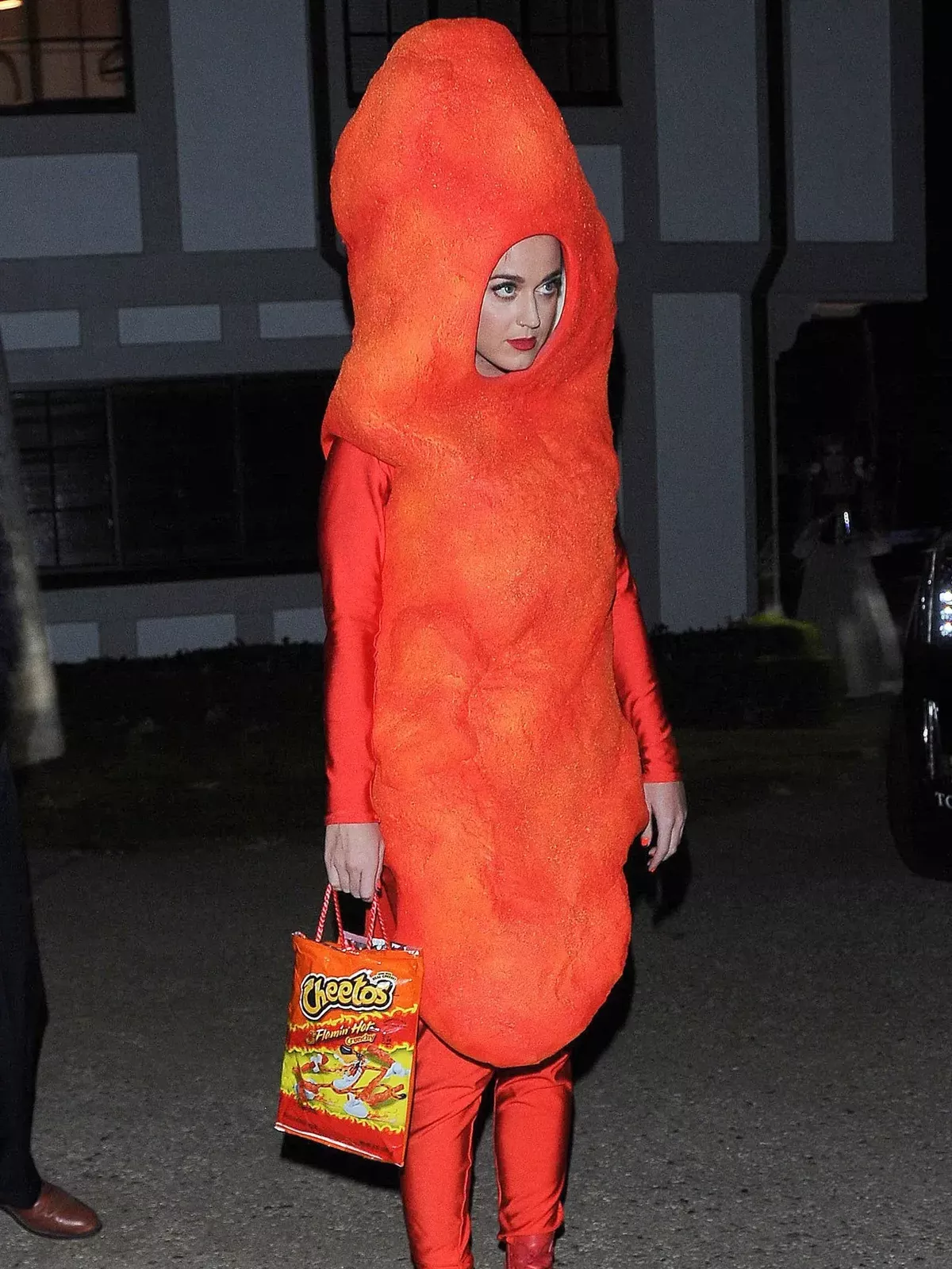 Katy Perry dressed as a Cheeto.