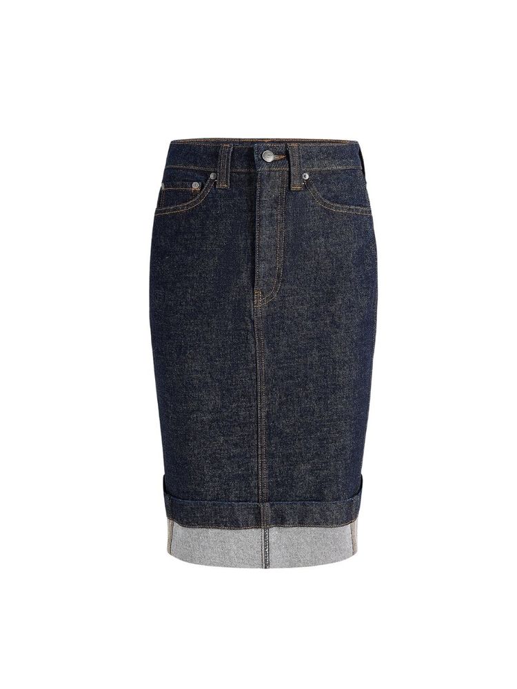 The best dark denim midi skirt - Khaite - On a white background