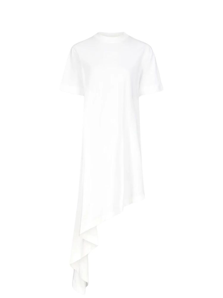 The best asymmetric white t-shirt dress - Loulou De Saison - On a white background
