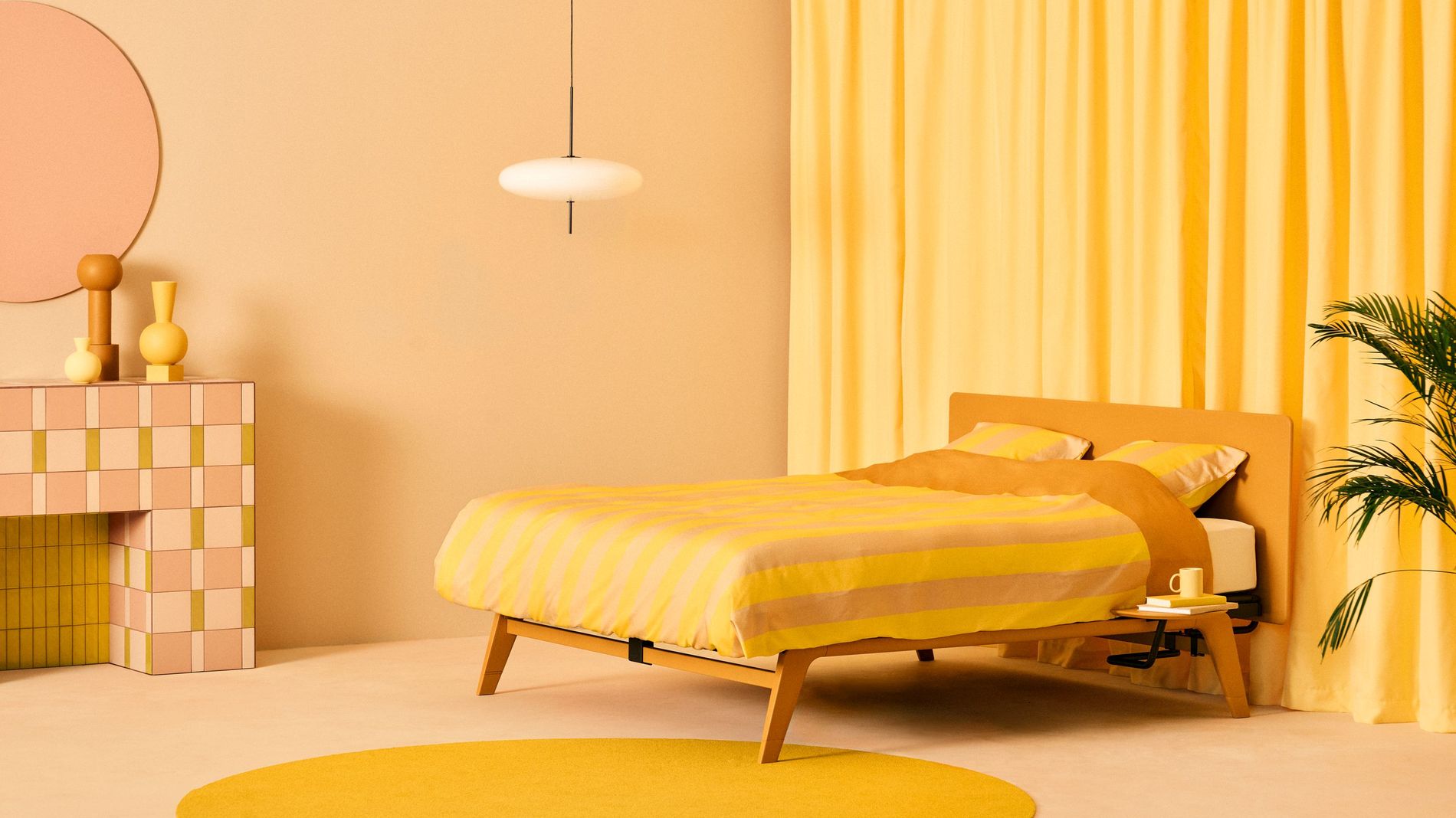 This is a cozy, whimsical bedroom packed with bold colors, vintage textures, and a playful, artistic personality. The overall atmosphere feels warm, creative, and deeply personal—like a room belonging to an artist or performer