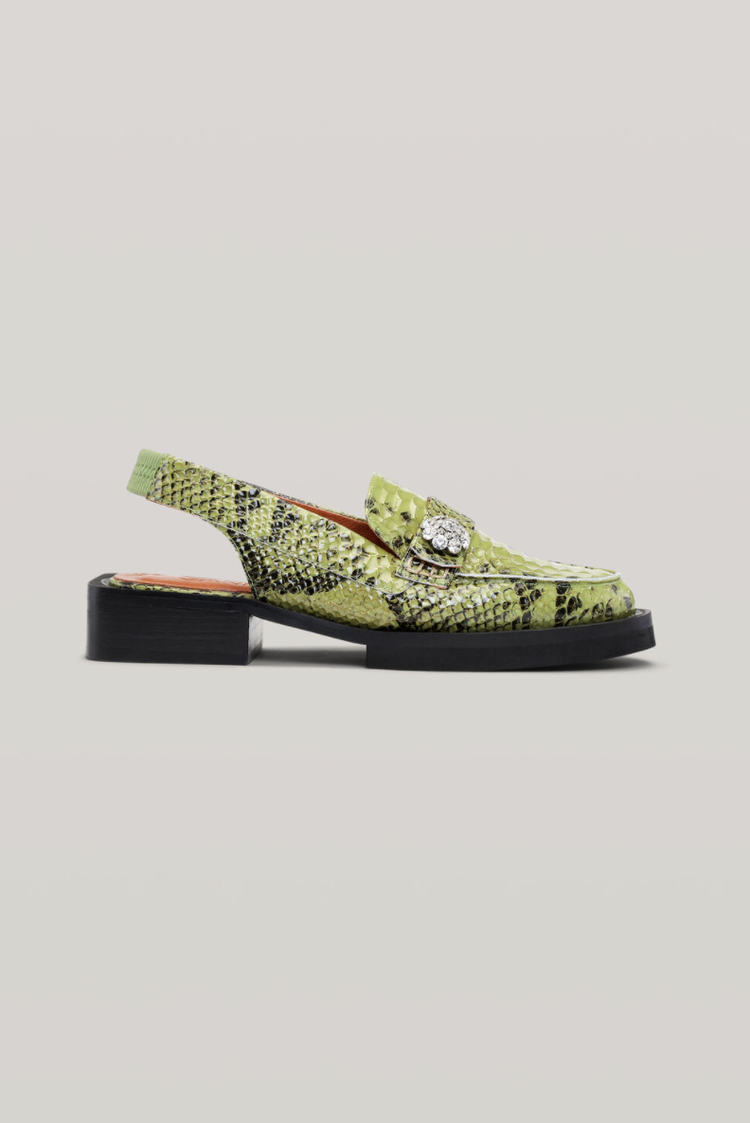 Snakeskin slingback loafers