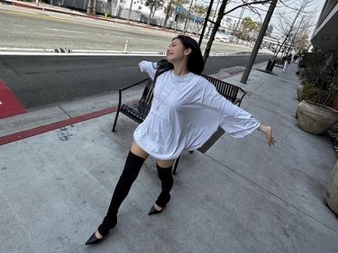 A woman walking on the street