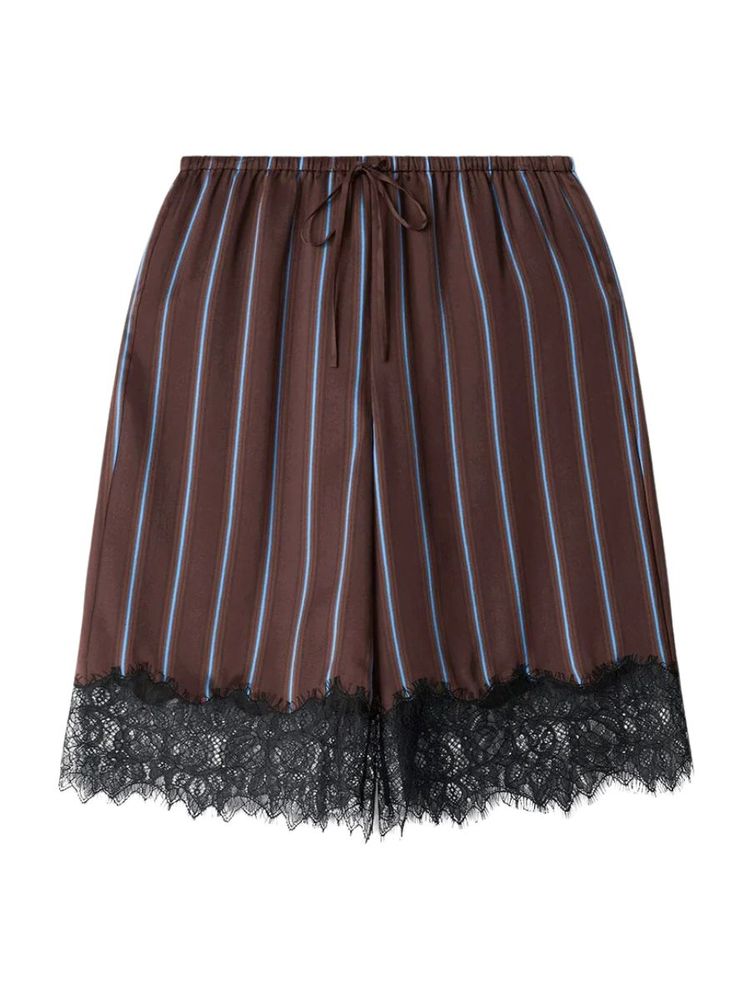 The best striped lace-trimmed shorts - Staud - On a white background
