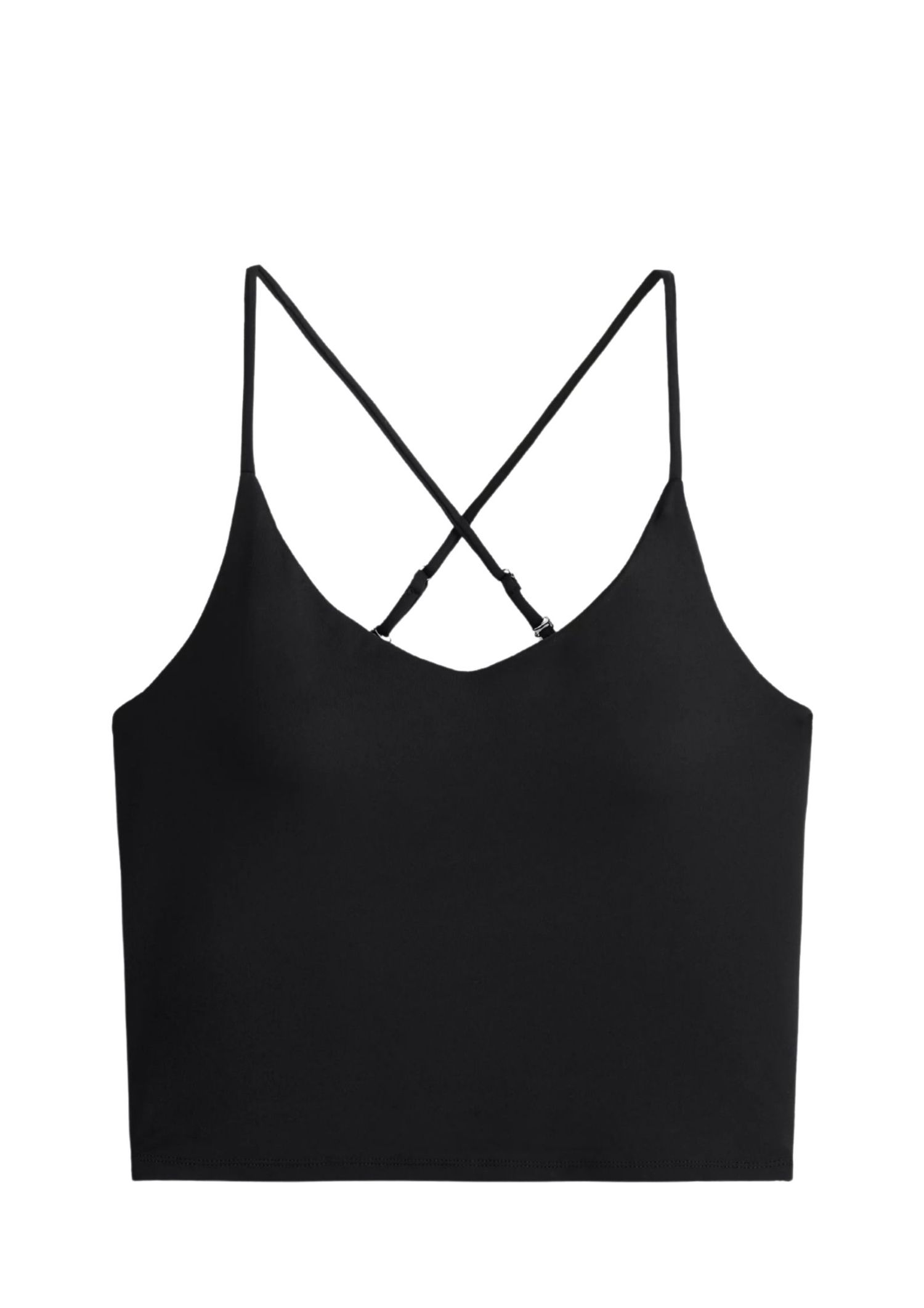 Black workout top with adjustable straps