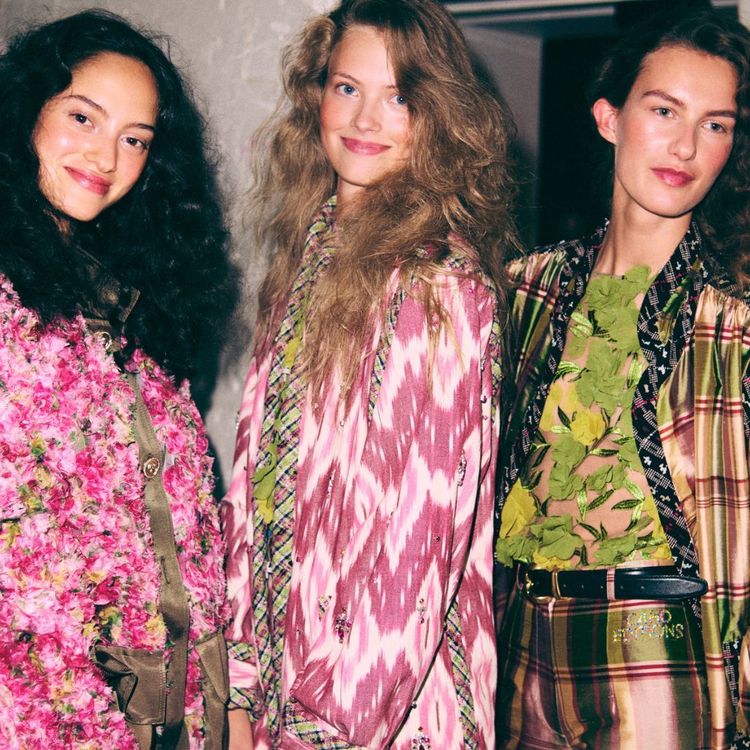 Models pictured backstage at Caro Editions' SS27 show