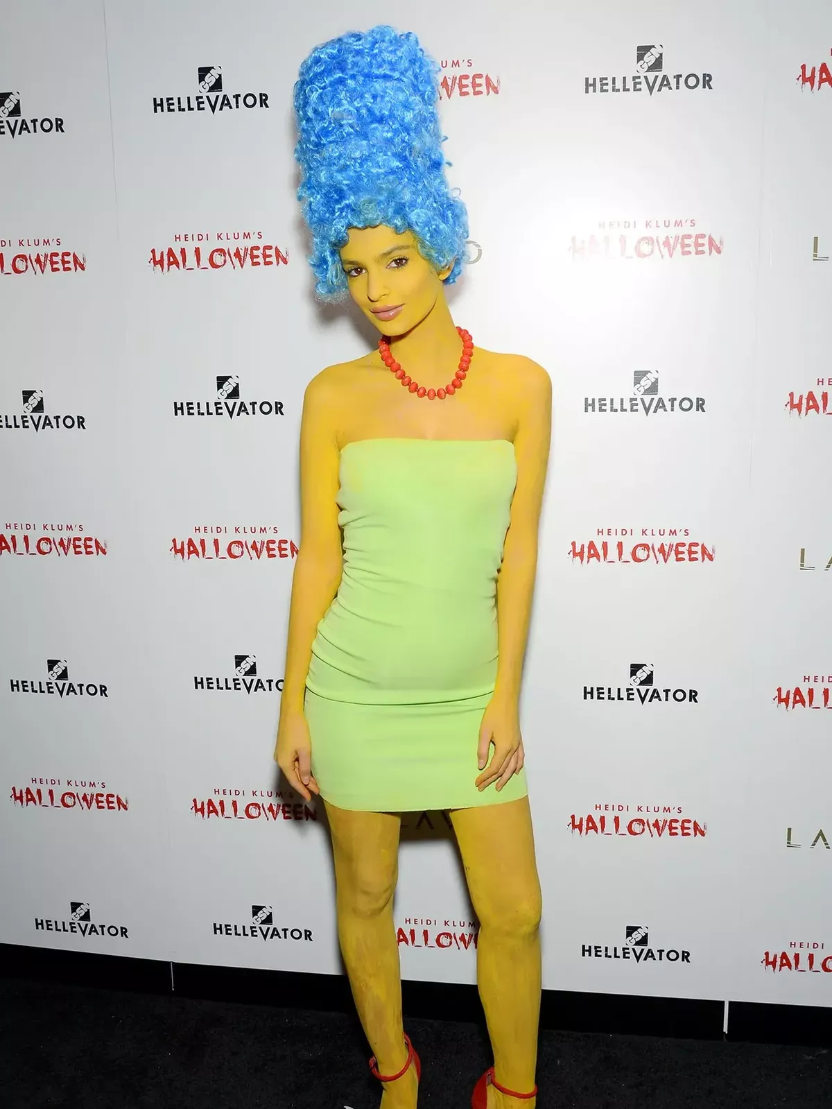 Emily Ratajkowski dressed up as Marge Simpson.