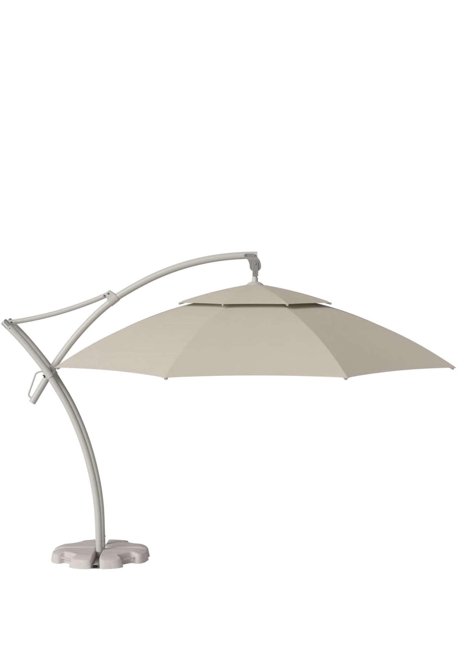 White parasol with stand