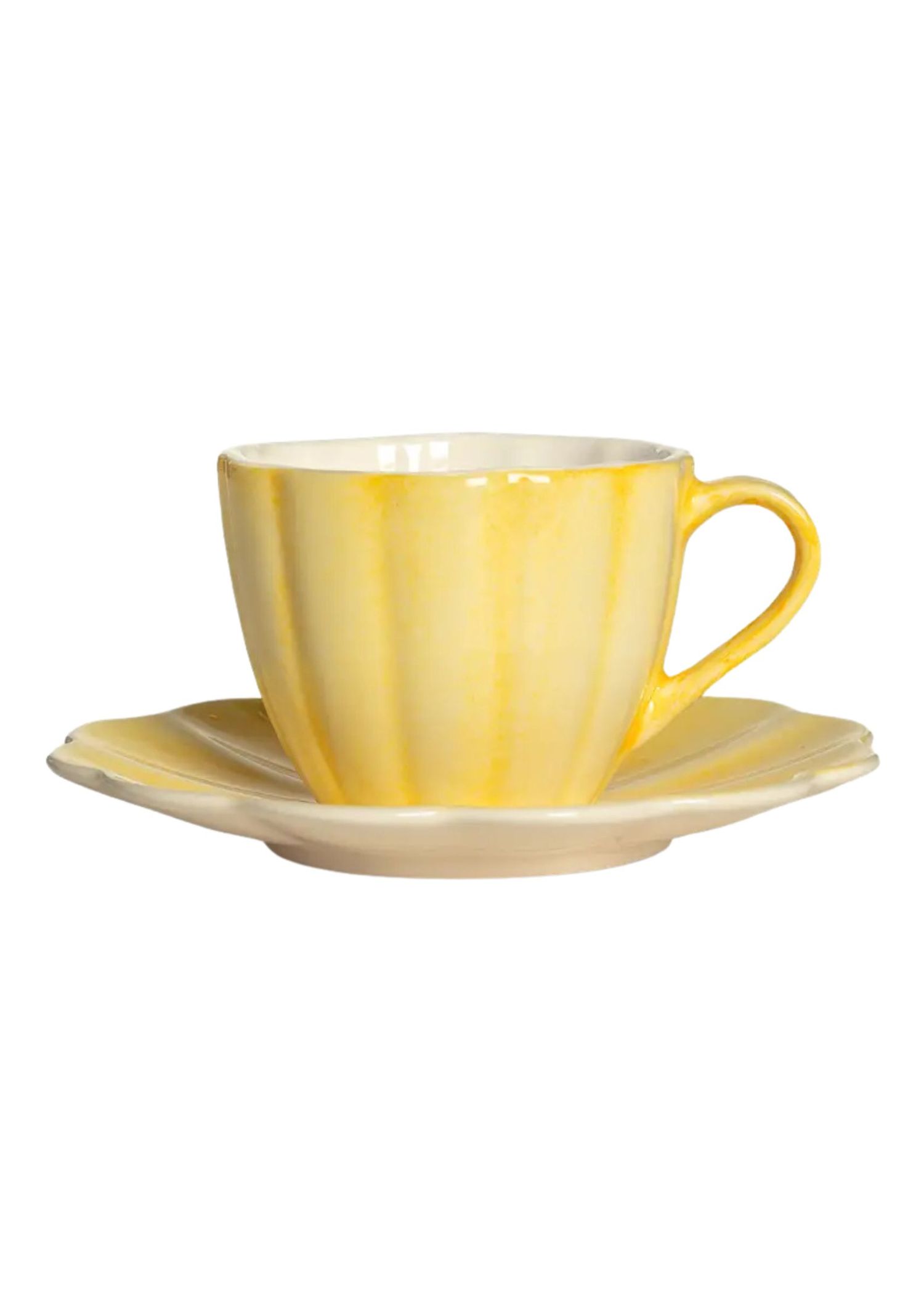 Butter yellow coffee cup and saucer
