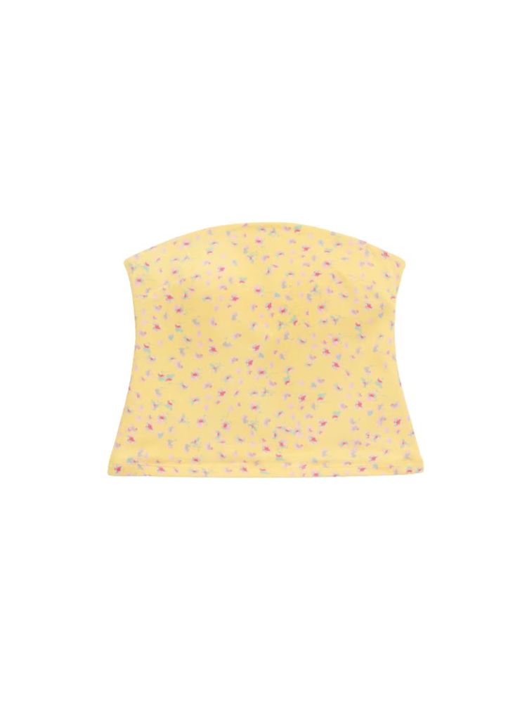 The best yellow printed bandeau tankini - Stronger - On a white background