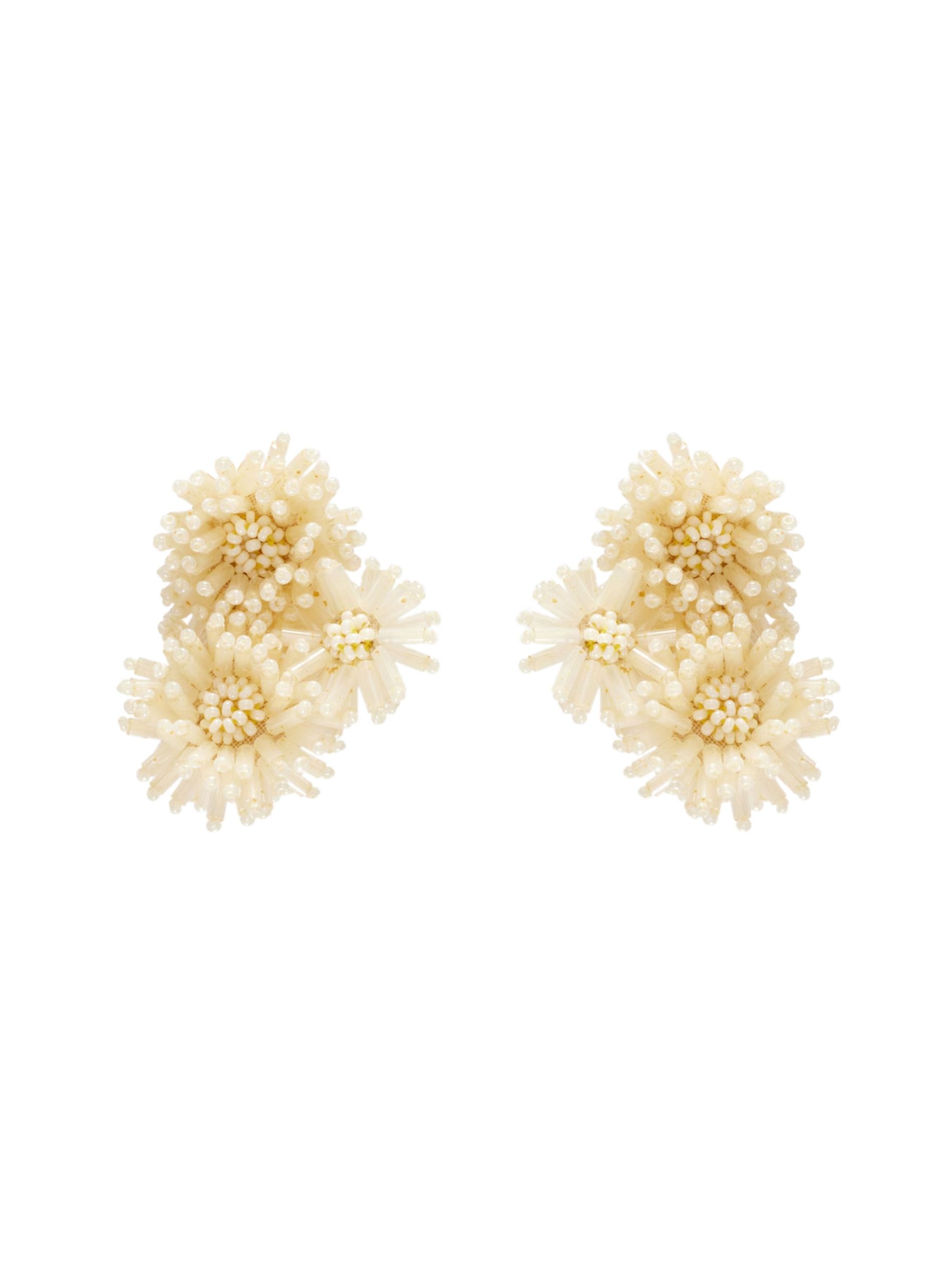 Beaded clip on earrings by Oscar de la Renta against a white background