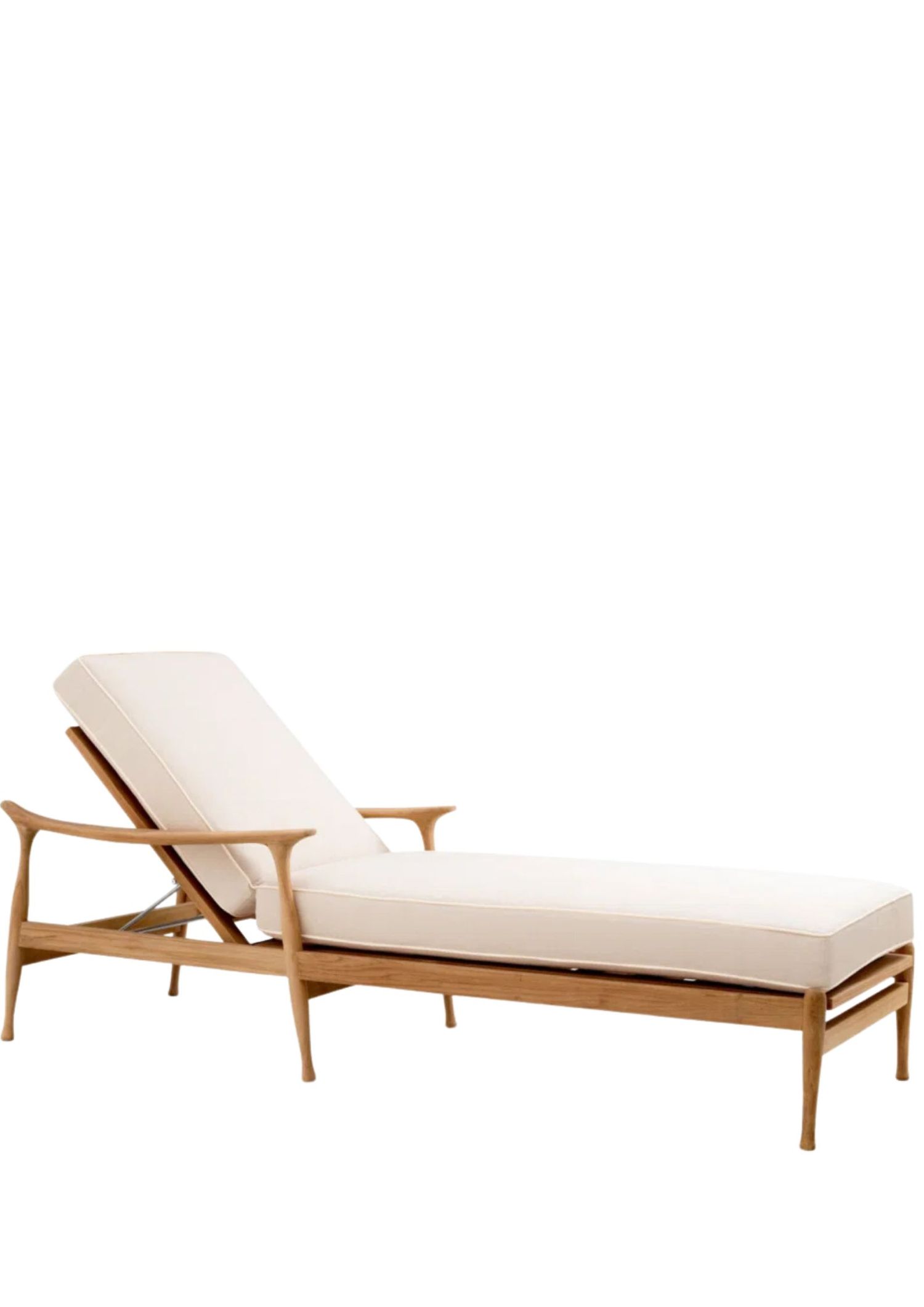 A wooden reclining sun lounger