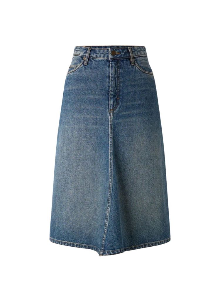 The best cotton denim midi skirt - Soeur - On a white background