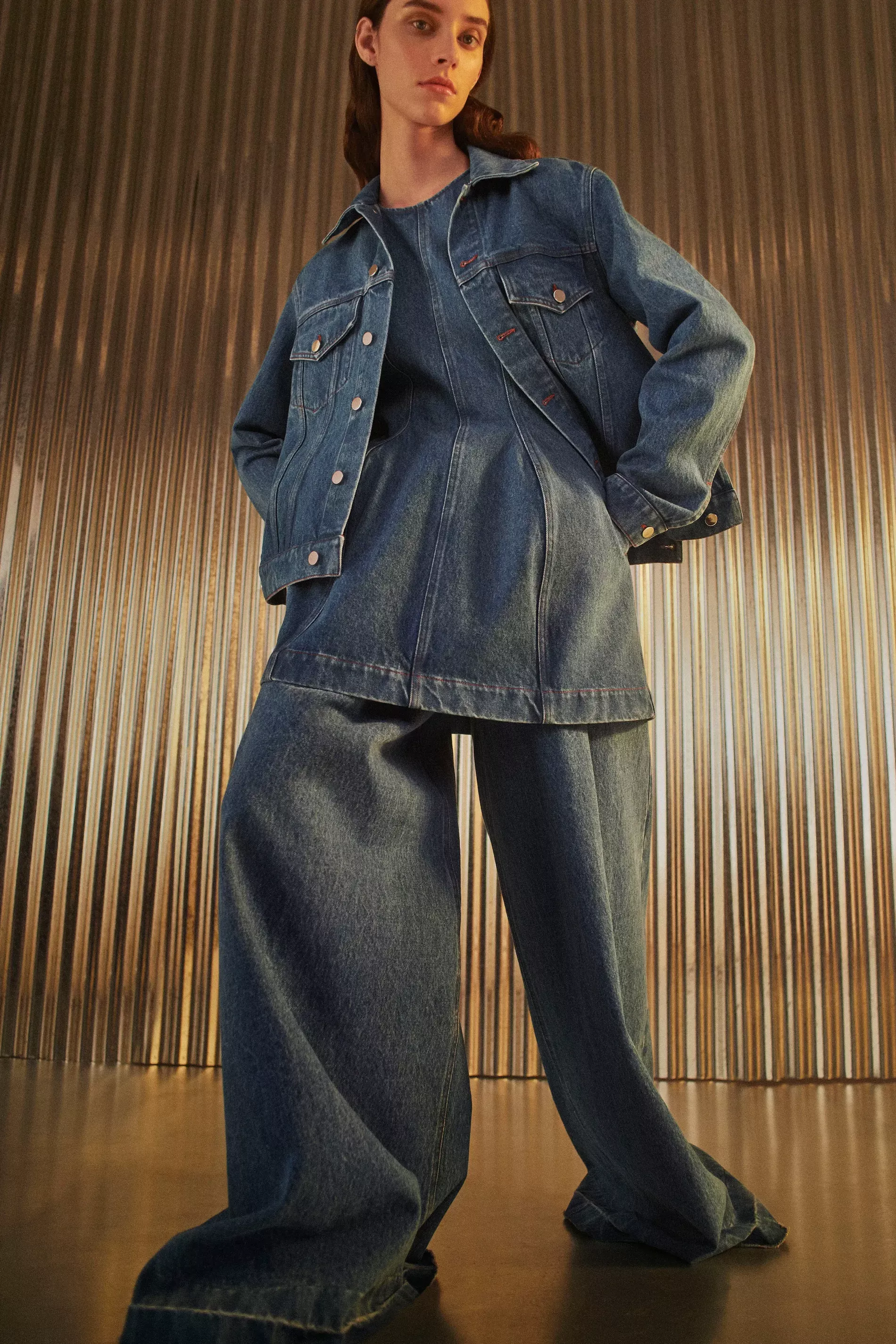 Denim on denim look from Maison Rabih Kayrouz's SS22 collection