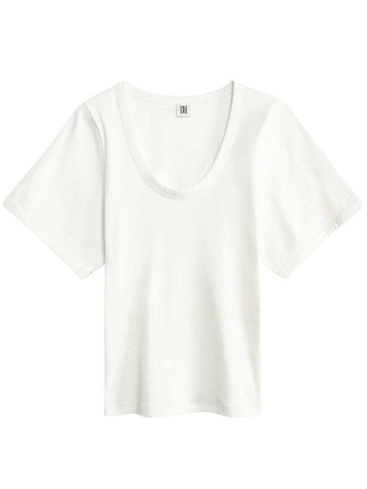 The best white fitted scoop neck t-shirt - Malene Birger - On a white background