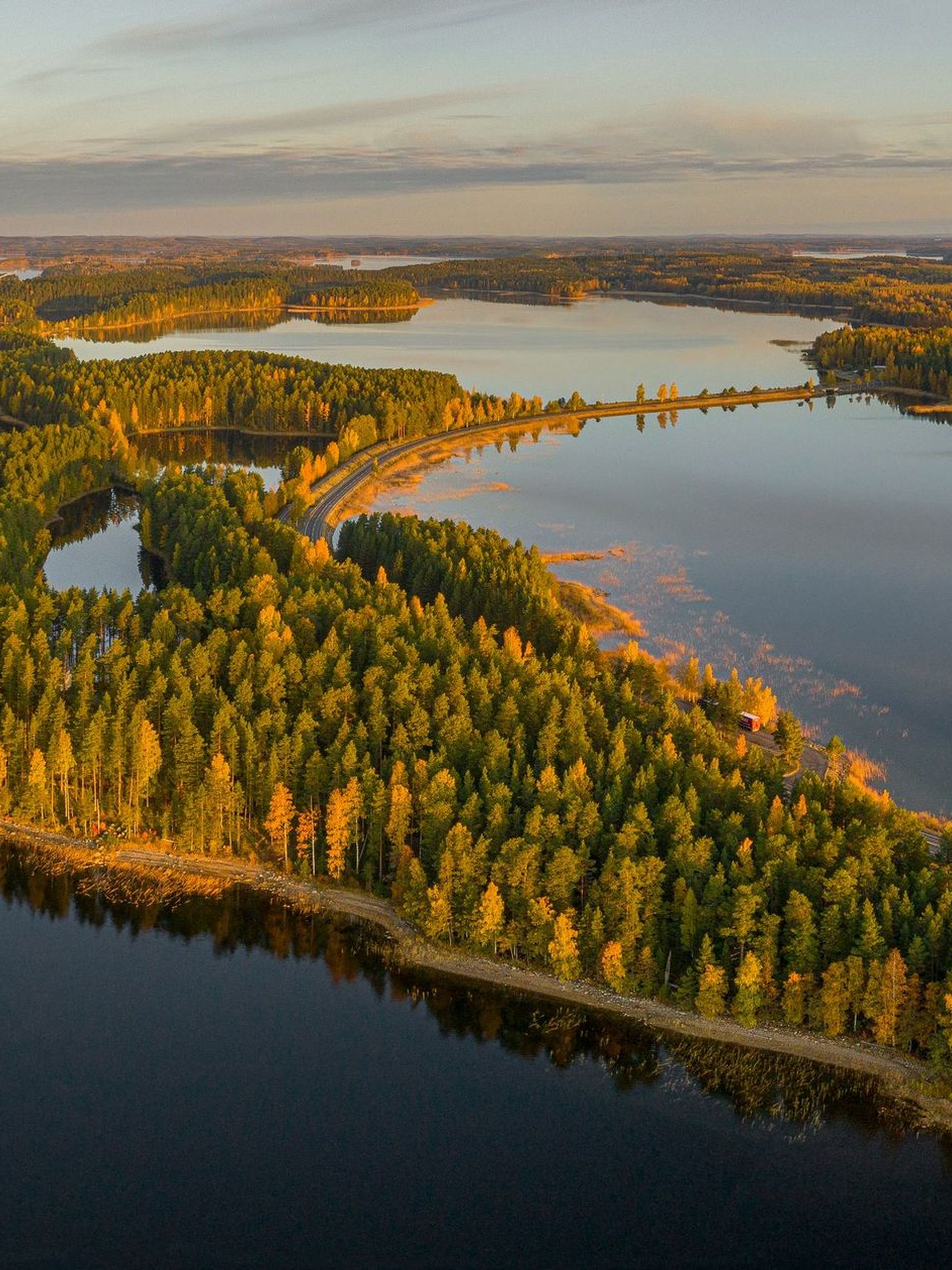Lake Saimaa view at sunrise