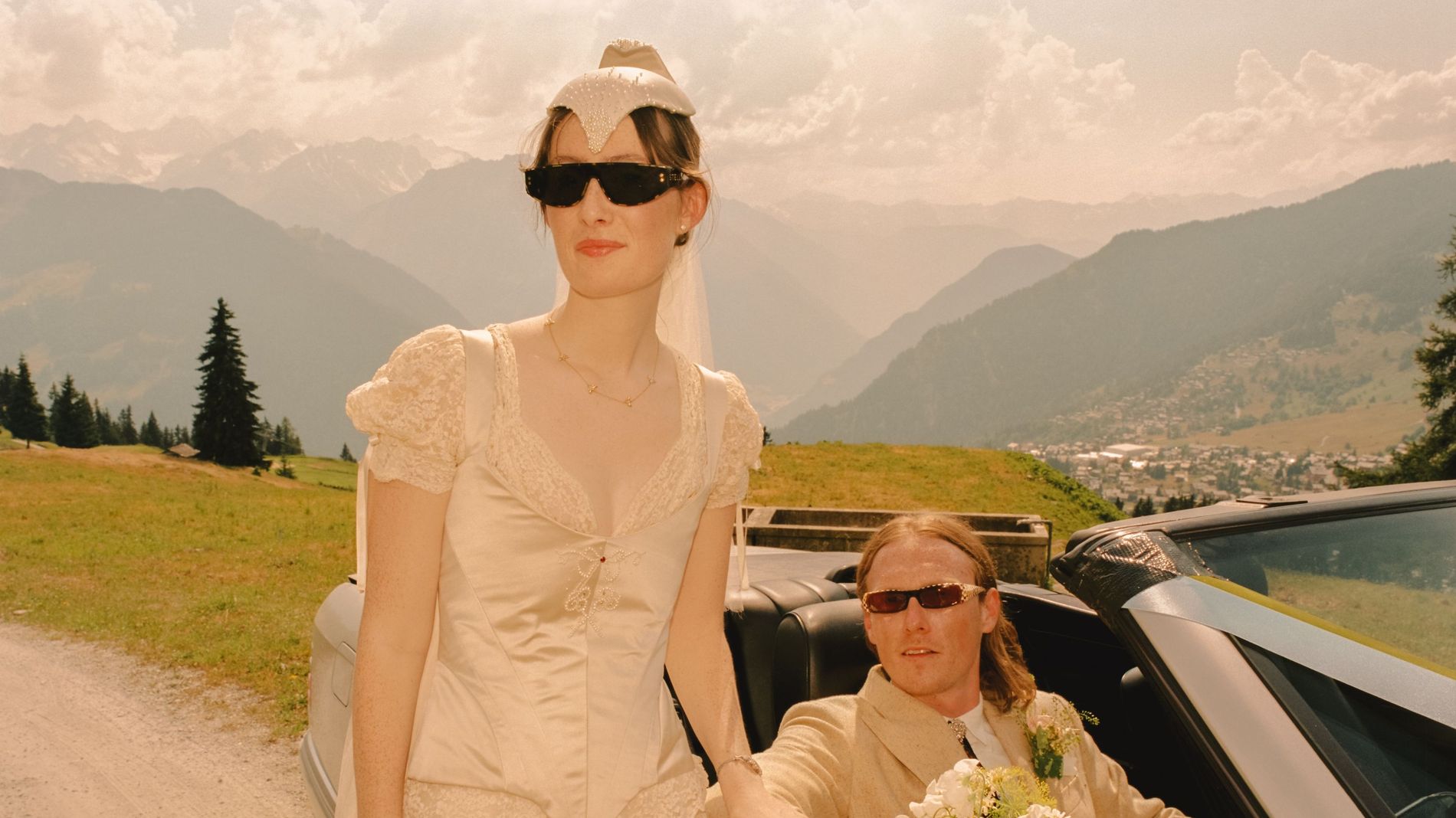 Kristina Beddell and Noah Russell at their wedding in the Swiss Alps