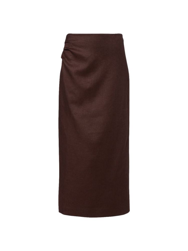 The best brown linen midi skirt - SIR - On a white background