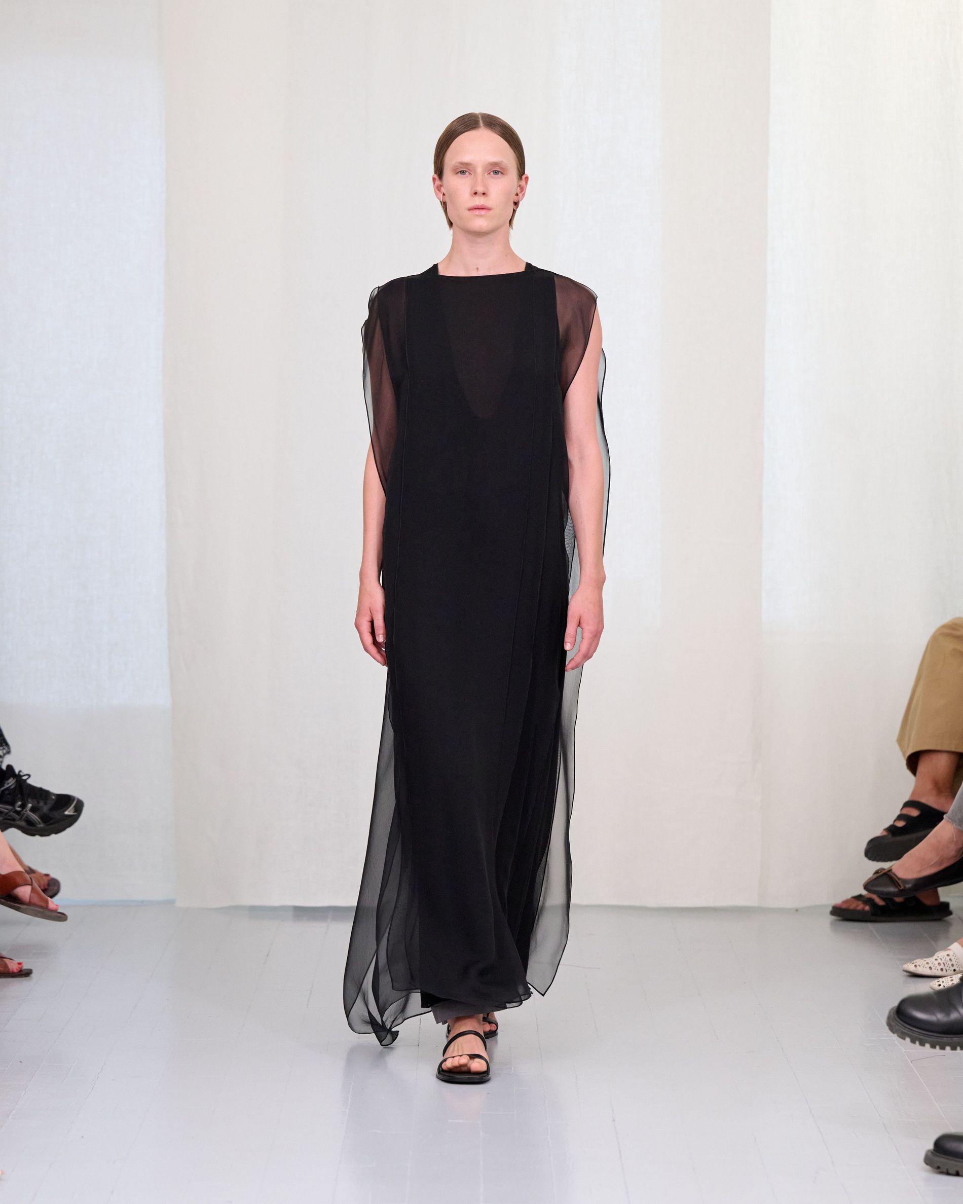 Black sheer long short sleeved dress