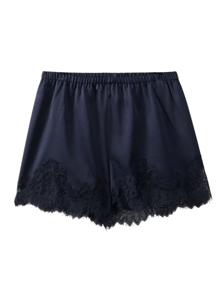 The best black lace-trimmed shorts - Wakakuu Icons - On a white background