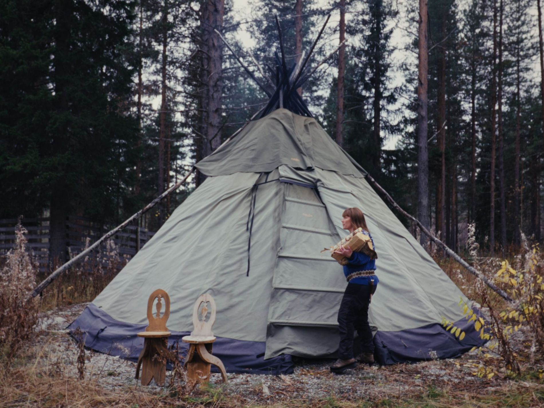 A traditional Sapmi hut in the forrest of Lappland