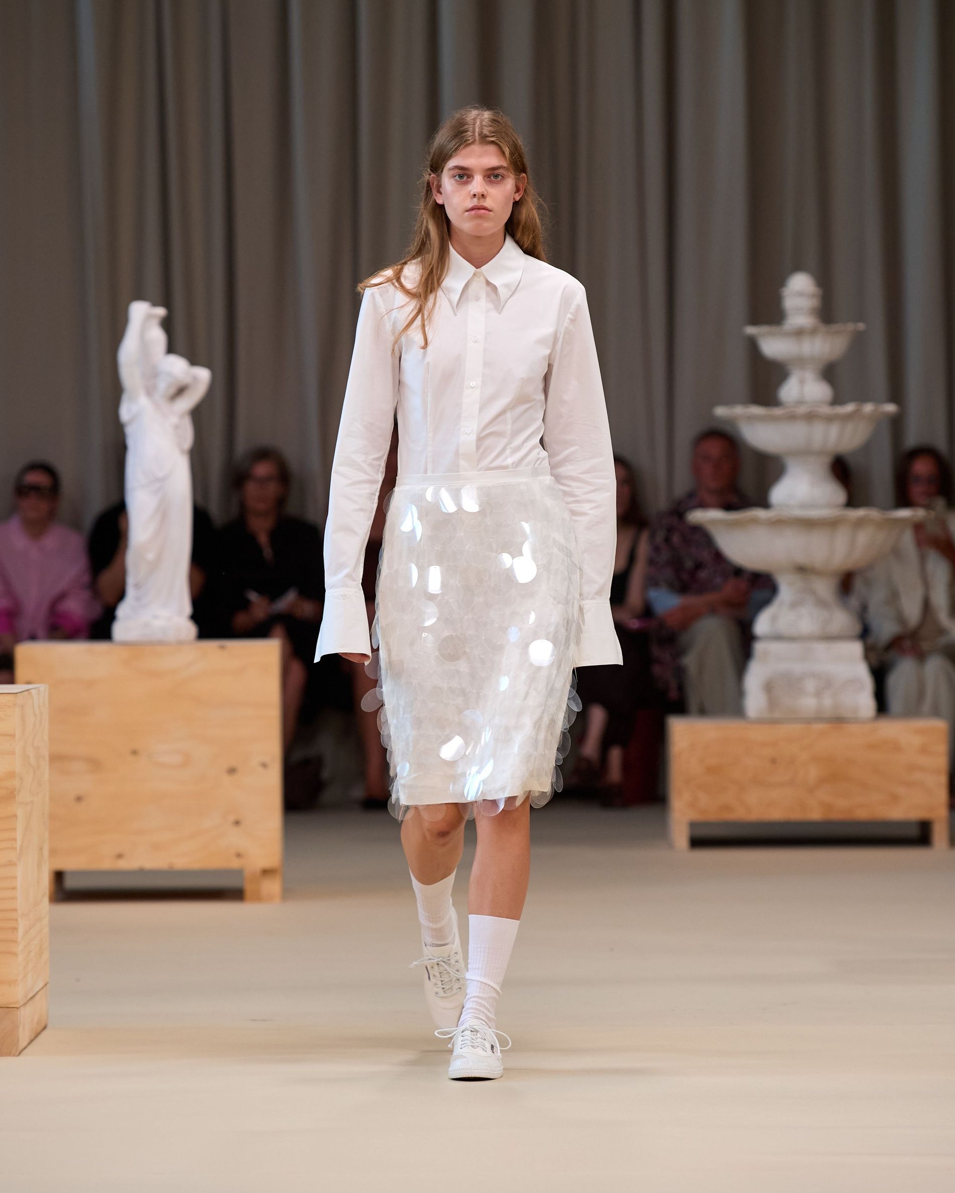 White shirt with sequin skirt 