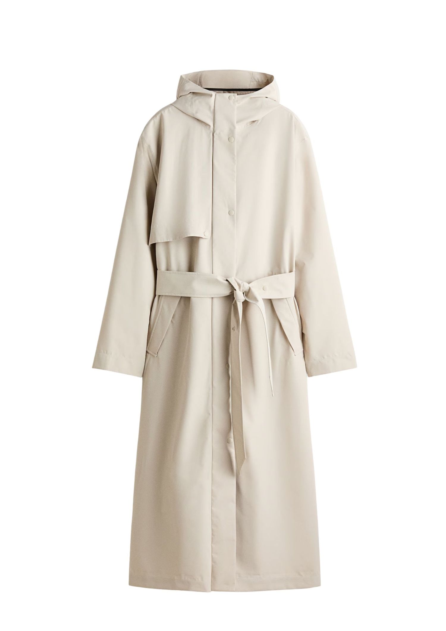 Long beige raincoat