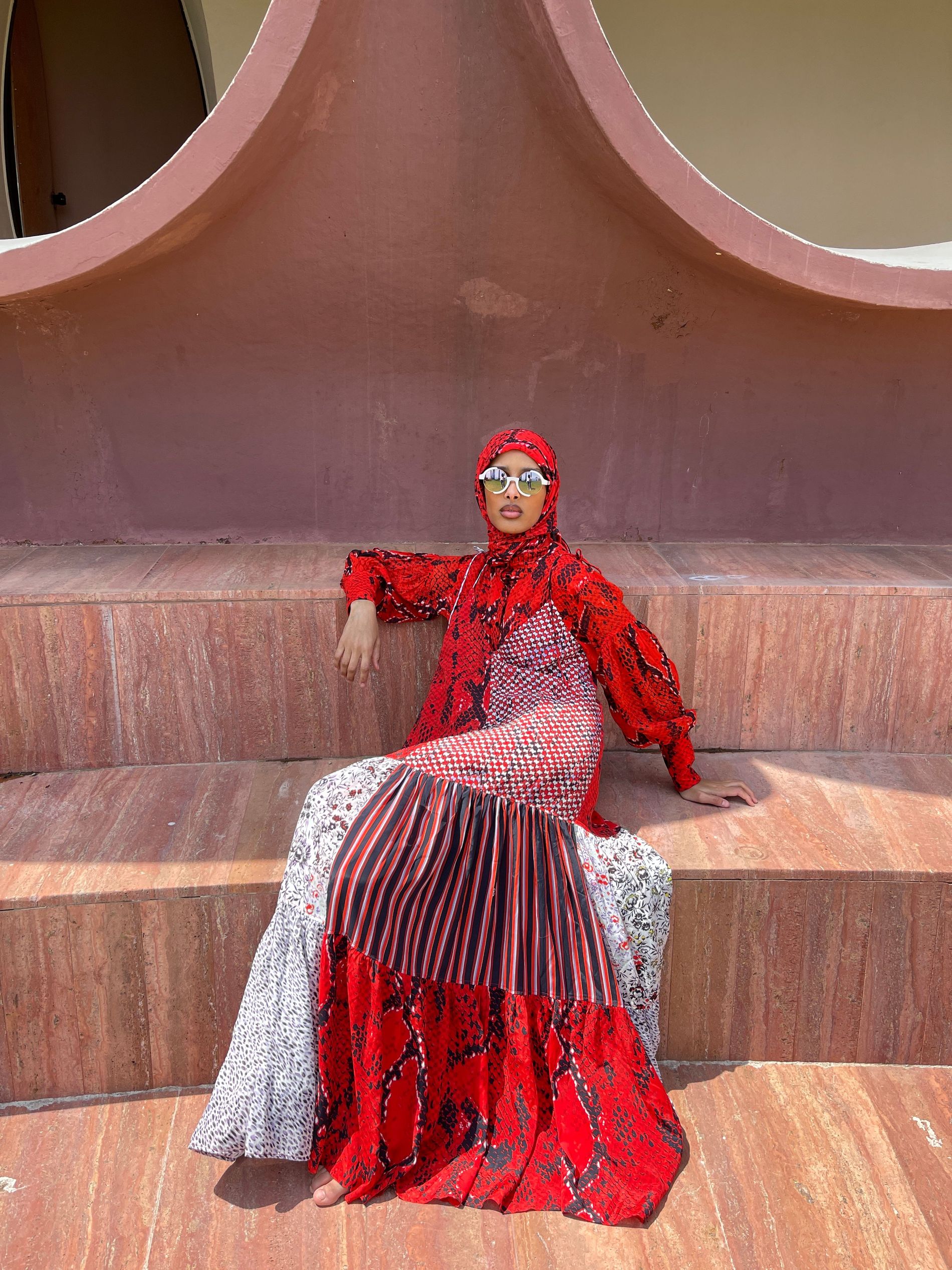 Rawdah Mohamed red outfit