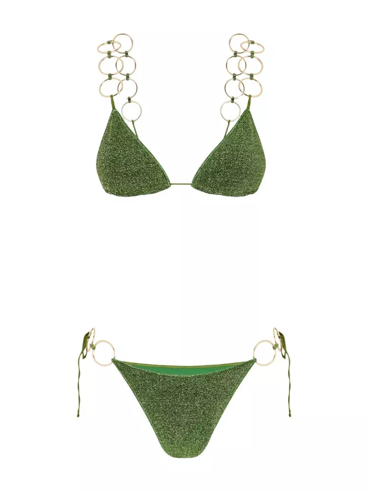 The best green metallic bikini - Oseree - On a white background