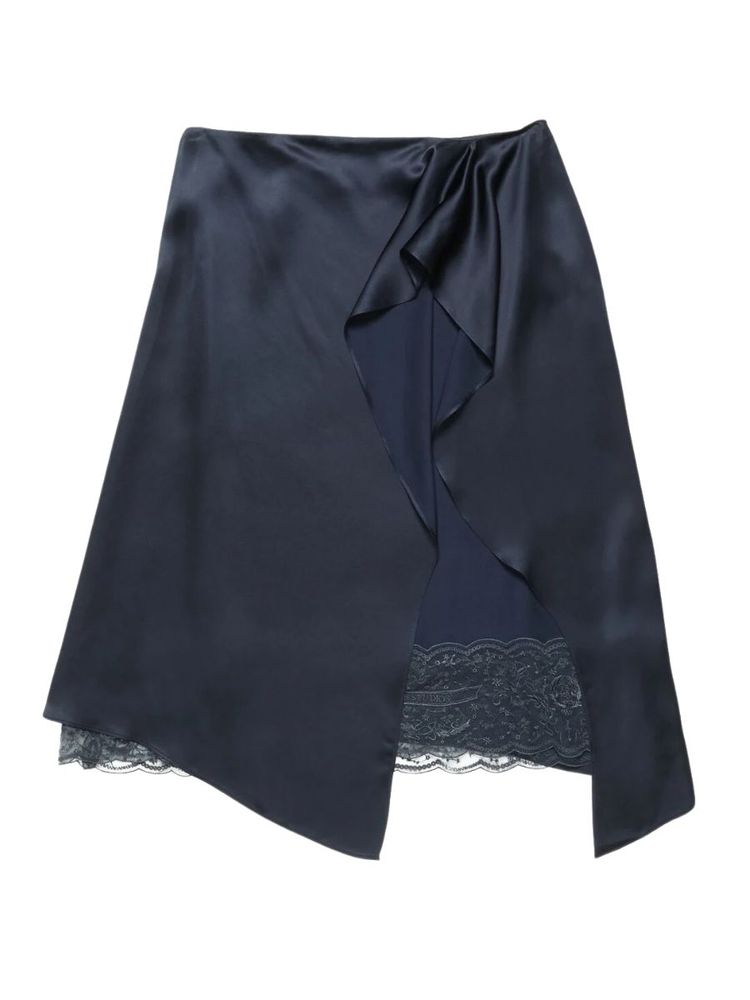 The best navy lace-trim midi skirt - Acne Studios - On a white background