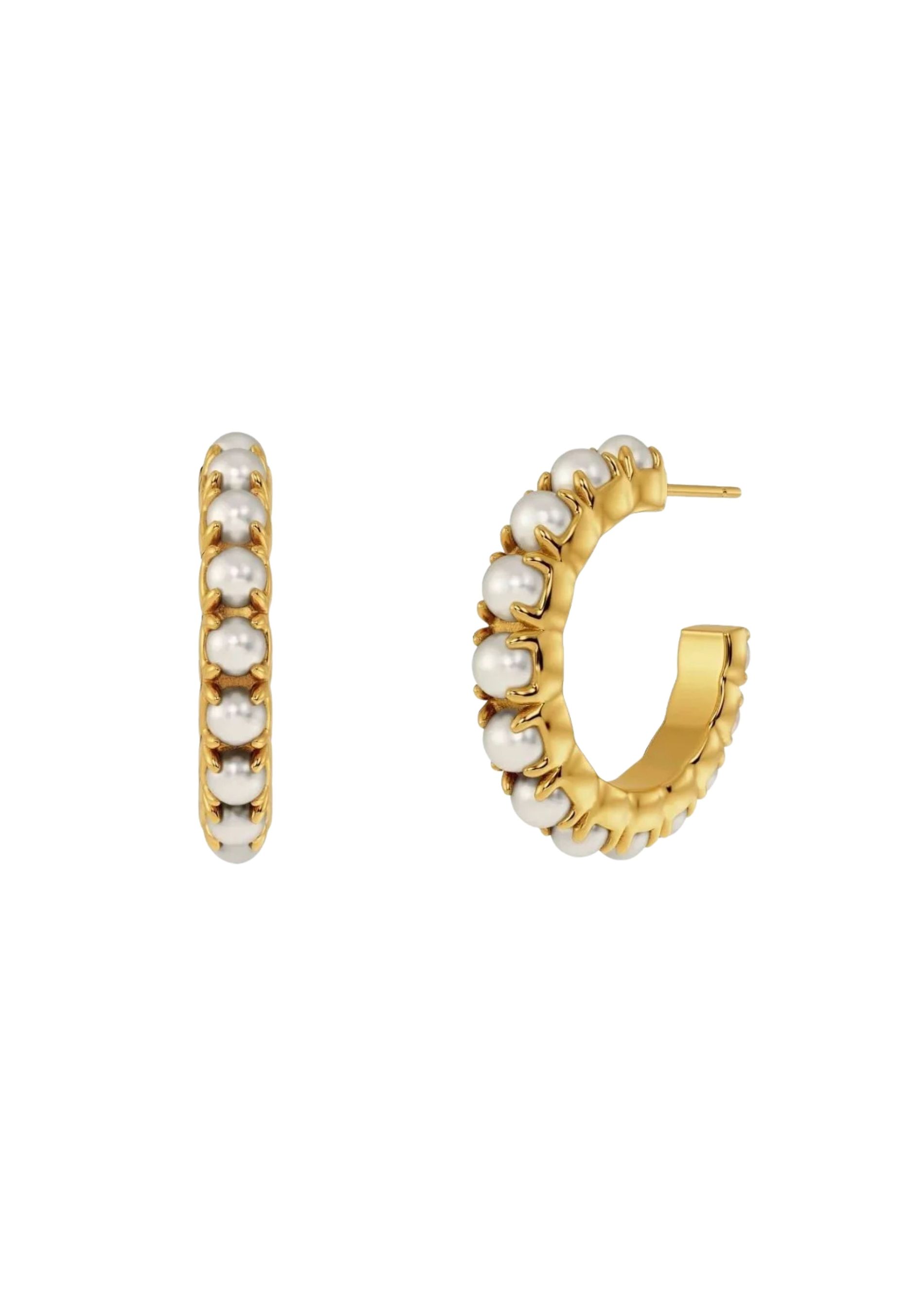Gold hoops with pearls