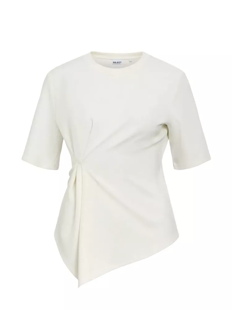 The best unique White T-shirt with twisted detail - on a white background