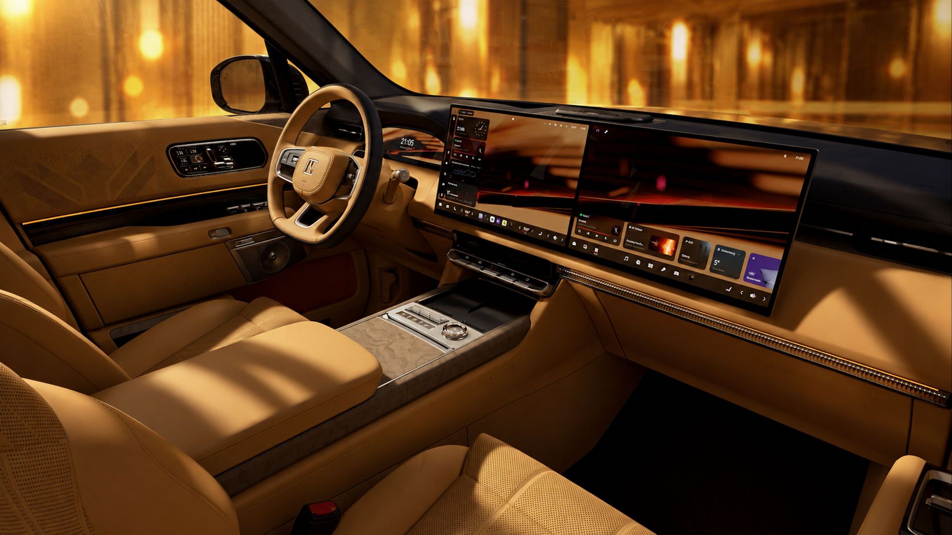 The interior of the luxury Zeekr 9X plug-in hybrid SUV