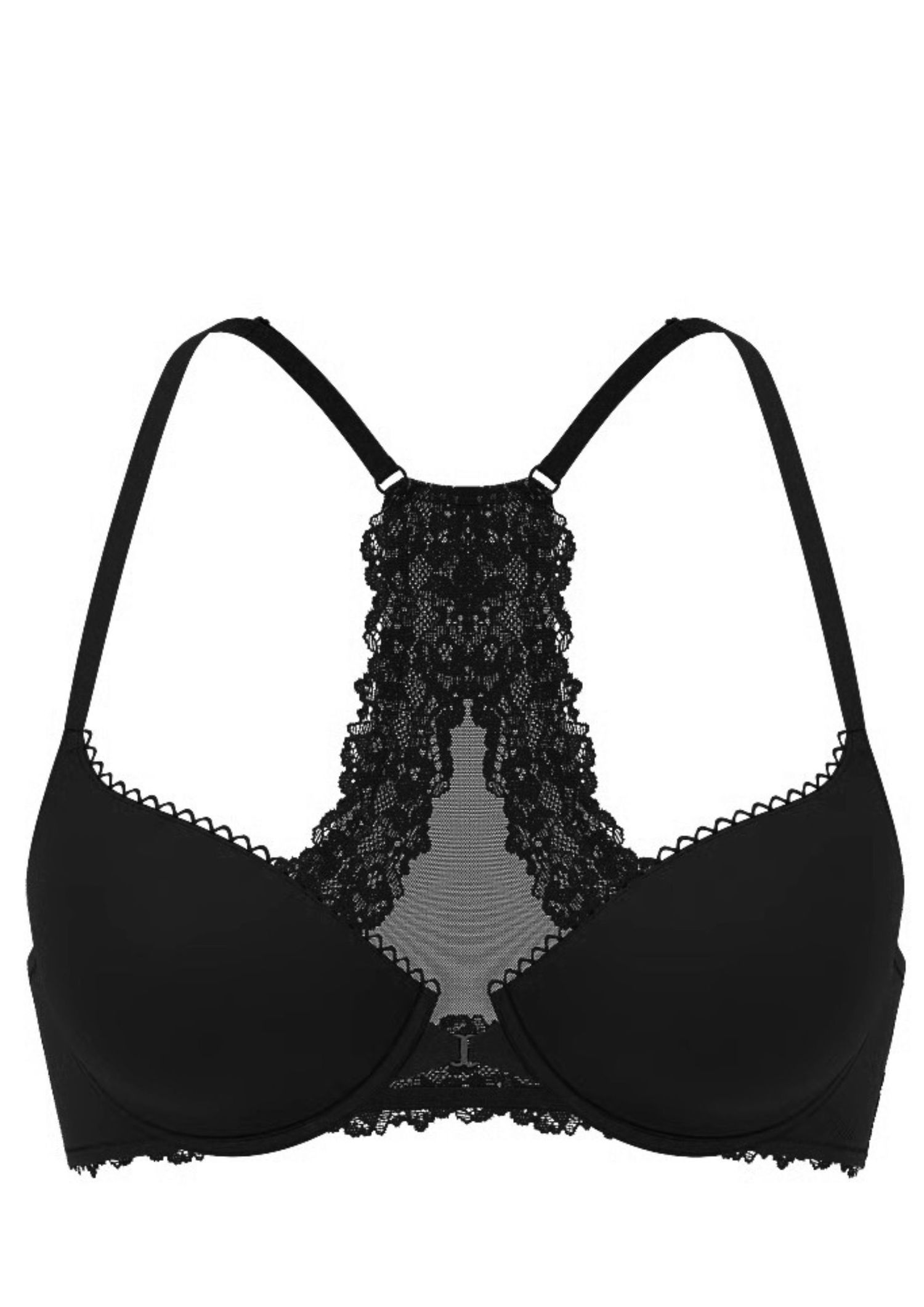 black lace front-closure bra