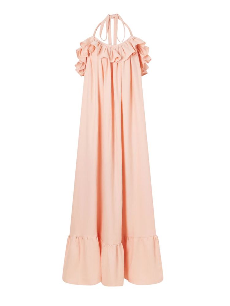 The best pink ruffled maxi dress - Marakshi Life - On a white background