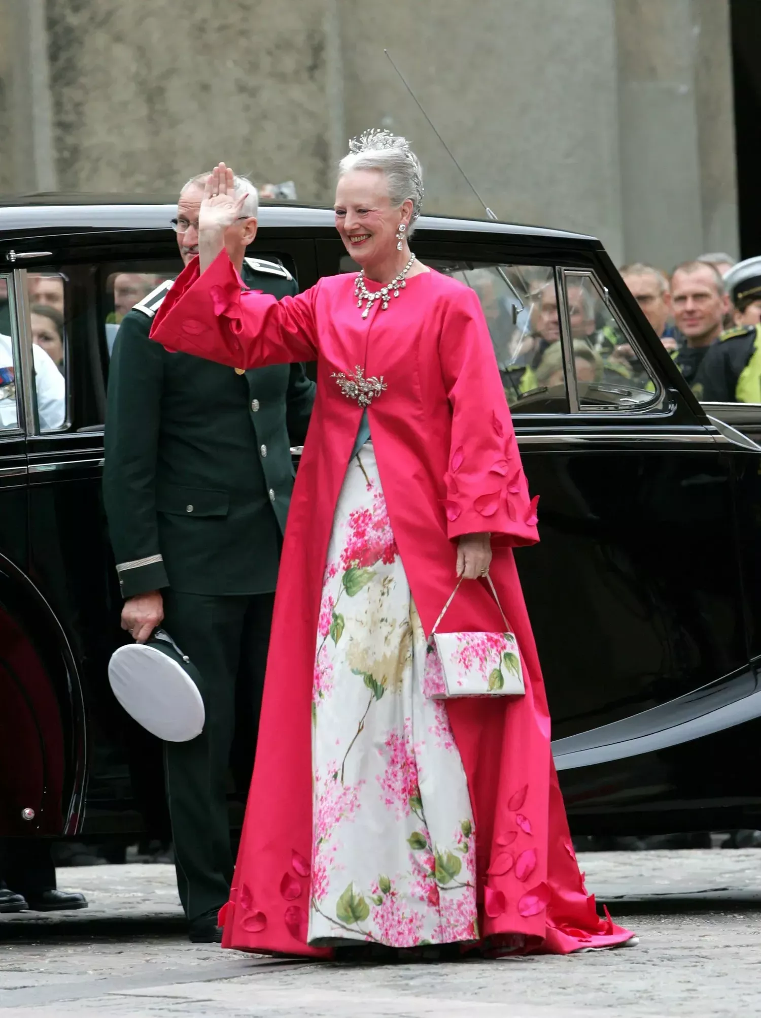 At the wedding of her son, Crown Prince Frederik and Mary Donaldson, Copenhagen Cathedral, 14 May 2004