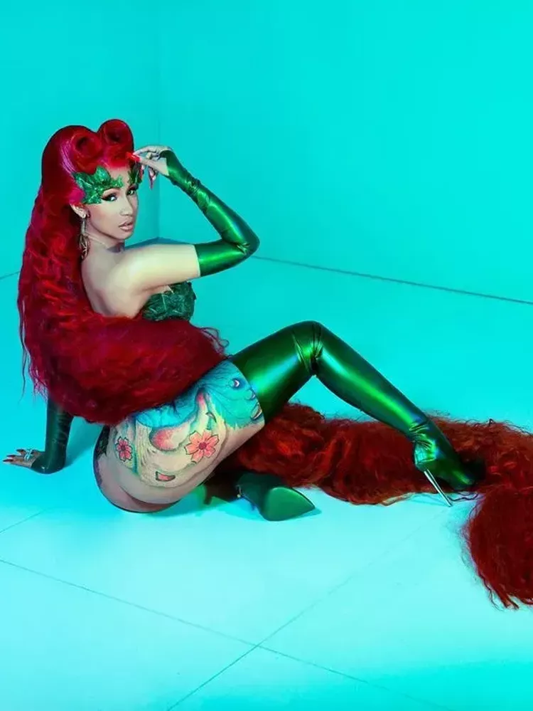 Cardi B dressed as Poison Ivy for All Hallow’s Eve.