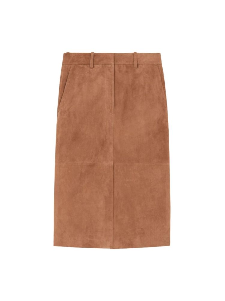 The best brown suede midi skirt - Reiss - On a white background